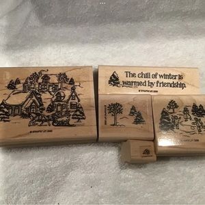 Winter Wood Mounted Stamps 5 various sizes various brands